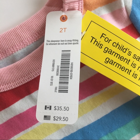 Gymboree Rainbow Stripe Pajamas 100% Cotton 2T - Picture 3 of 7